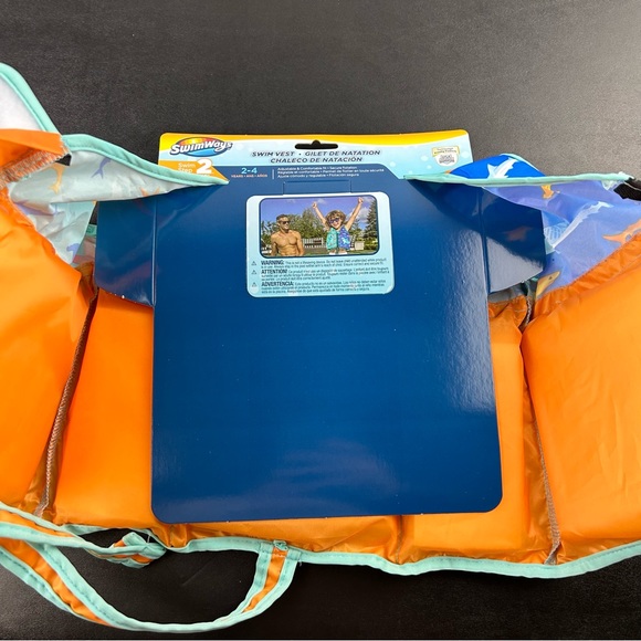 SwimWays Child Shark Print Step 2 Swim Vest Life Jacket Adjustable Ages 2-4 - Picture 7 of 14